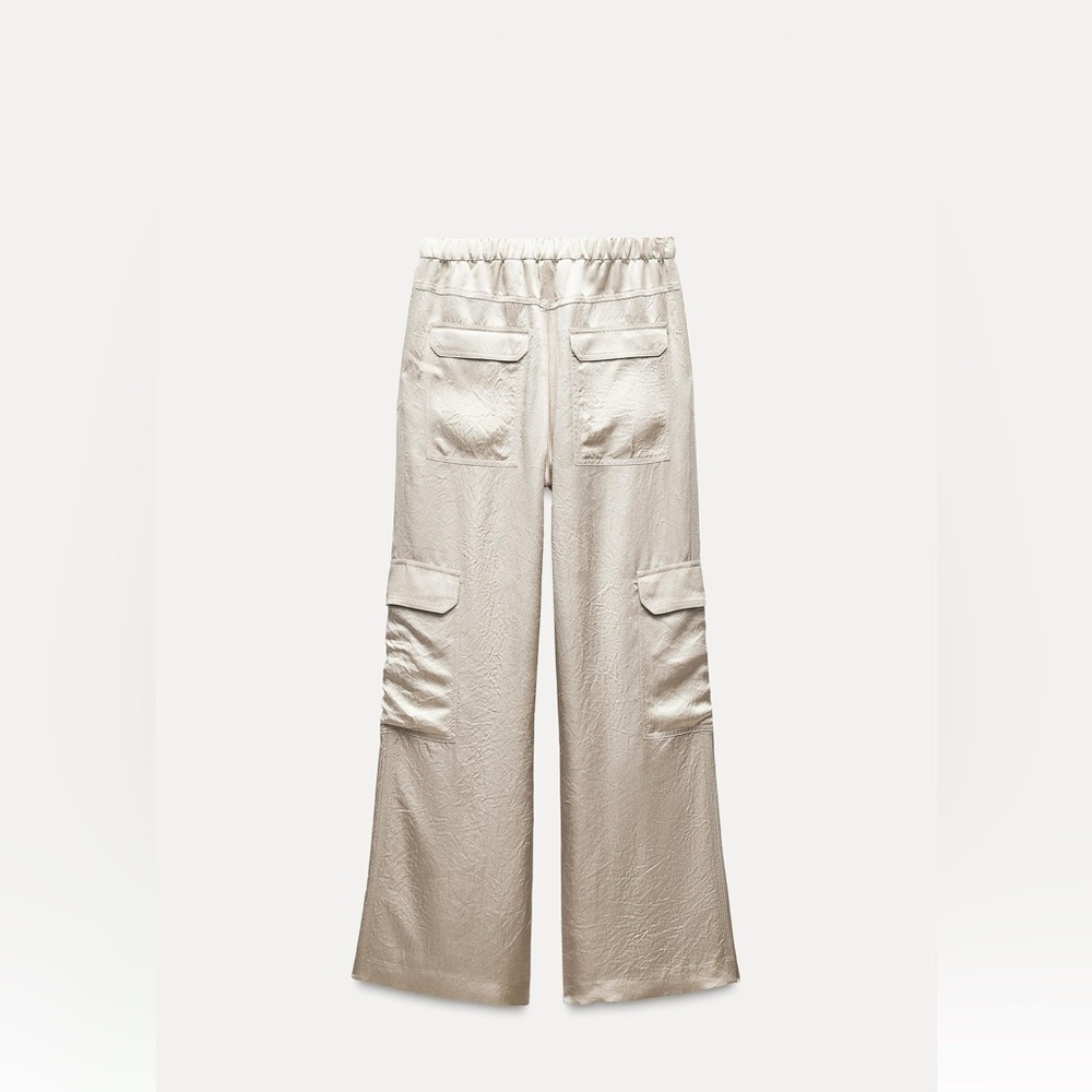 ZARA DRAPED SATIN EFFECT PANTS COLLECTION ELEGANT CREAM TOP SIZE M - Picture 11 of 13